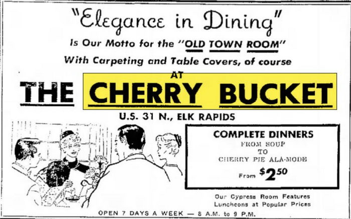 Cherry Bucket (Elk Harbor Restaurant) - Jul 07 1962 Article (newer photo)